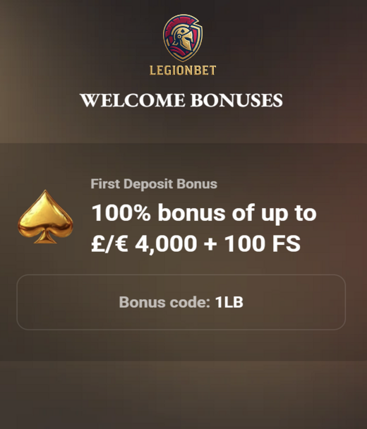 legion bet Registration banner with bonuses